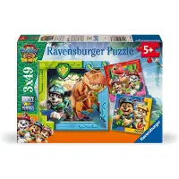 Ravensburger Set 3 puzzles x 49 pièces Paw Patrol Pat'Patrouille Pattes, Griffes et Rugissements ! Le film Mission Dino