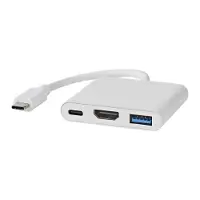 Nedis USB Multi-Port Adapter | USB 3.2 Gen 1 | USB-C Male | HDMI Output / USB-A Female / USB-C Female | 5 Gbps | 0.10 m | Rond | Vernikkeld | PVC | Wit | Doos - CCGB64770WT01