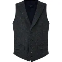 Hackett Heren Tweed gilet marine (46/32), Casual, Feest, Wol, Klassiek, Marineblauw HM470488