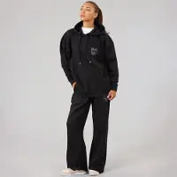 L'amore Couture Dames brinas hoodie en wijde joggingbroek trainingspak - Zwart