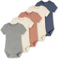 Schiesser Rompertje/body ' Double Rib ' sand / donkerblauw / grijs gemêleerd / oranje