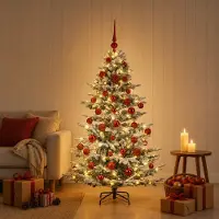vidaXL Kunstkerstboom met kerstbal 150 cm 150 LED's Warmwit PE & PVC