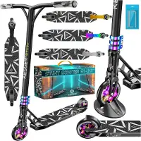Kesser Stuntstep GT-Limit 360° voor Volwassenen en Kinderen - Step met Standaard ABEC 9 Kogellagers, 110 mm PU Wielen Stunt Scooter - Zwart / Regenboog