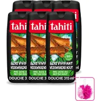 Tahiti 6 x – Douchegel – Tropenhout Vegan - 315 ml - Bulkverpakking - Douchegel tropisch hout - Douchemop - Vegan douchegel