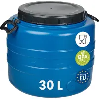 Markenlos - 30 L Regenton - Oplossing voor regenwateropvang - Duurzaam HDPE materiaal - Blauw 1 stuk