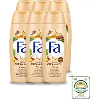 Fa 6 x - Douchecrème - Room & Olie Kokosnuss Kakaoboter - Verzachtend & Voedend - 250 ml - Wasstrips - Douchecrème - Kokosnoot - Cacaoboter - Natuurlijke Ingrediënten - Verzorgende Douche