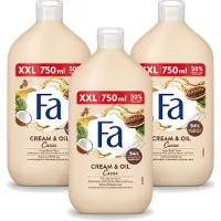 Fa 3 x - Cream & Oil Cacao - Bad- & Douchegel - Cacaoboter Met Kokosolie - 750 ml - Voordeelverpakking - 3 stuks