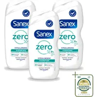 Sanex 3 x Zero % - Douchegel - Hydrateert - Alle Huidtypes - 400 ml - Wasstrips - Douchegel - Huidverzorging - Hydraatende Douchegel - 0% Sulfaten - 0% Kleurstoffen