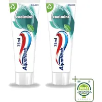 Aquafresh 2 x - Tandpasta - Coolmint - Verfrissende Adem - 75 ml - Grootverpakking - Vaatwasstrips - Tandpasta - Frisse Adem - Mondgezondheid - Suikerzuur - Gaatjes