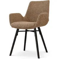 Nolon Nena-Eef Eetkamerstoel bruin blend - zwart houten onderstel - comfortabel - stoffen - japandi - armstoel