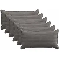 vidaXL Kussensloop 6 st HOUTEN Donkergrijs 40 x 70 cm corduroy
