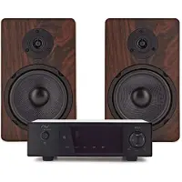 AVCOM Solid State Amplifier with 6" Passive Speakers Walnut