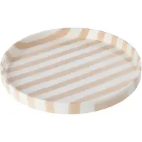 J-Line bord Gestreept - steengoed - lichtbeige/wit - large