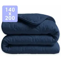 HappyBed Dekbed zonder overtrek 140x200 - 100% Katoen - Wasbaar Dekbed - Bedrukt dekbed zonder hoes - Hoesloos Dekbed - Eenpersoonsdekbed - Midnight Navy