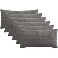 vidaXL Kussensloop 6 st ALMELO Donkergrijs 40 x 80 cm corduroy