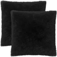 vidaXL Kussen 2 st HEERLEN Zwart 60 x 60 cm PV Fleece