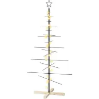 vidaXL Metalen kerstboom KUOPIO 150 cm Warmwit Staal Zwart