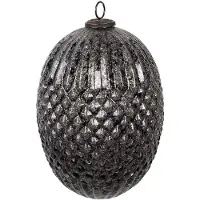 Clayre & Eef Kerstbal Overig Ø 17x25 cm Zwart Glas Kerstballen