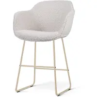 Nolon Nino-Mare Barkruk Bouclé Beige - Beige Onderstel - 65 Cm - Japandi - Armleuning - Stoffen - Crème