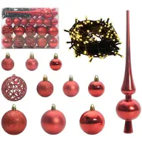 vidaXL Kerstbal Set met 150 LED 61 pcs Rood Kunststof