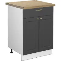 Vicco Keukenonderkast Fame-Line Antraciet-goud 60 cm met lade, WB Eik, Model 45905