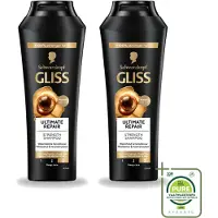 GLISS 2 x - Shampoo - Ultimate Repair - Voor Intensief Herstel - 250 ml - Grootverpakking - Vaatwasstrips - Herstel Haar - Beschadigd Haar - Droog Haar - Haarbreuk - Keratine