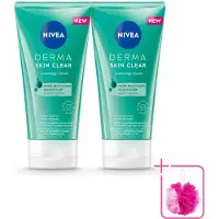 Nivea 2 x - Gezichtsscrub - DERMA Huidzuiver - Voor onzuivere huid - Met Salicylzuur (AHA) & Niacinamide - Tegen Acne & Mee-eters - 150 ml - Bulkverpakking - Gezichtsverzorging - Douchemop - Puistjes