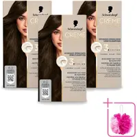 Schwarzkopf 3 x - Haarkleuring - Creme Supreme 4-0 - Natuurlijk Donkerbruin - 245g - Bulkverpakking - Haarkleur - Douchemop - Donkerbruin