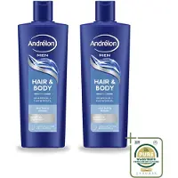 Andrélon 2 x – Shampoo – Hair & Body Men – 400 ml - Wasstrips - 2-in-1 Shampoo En Showergel - Haar En Huid Reinigen - Eucalyptus - Sandelhout - Mannelijke Geur