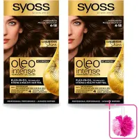 Syoss 2 x - Oleo Intense 4-18 - Haarverf - Permanente Haarkleuring - Mokkabruin - Langdurige Kleur - Bulkverpakking - Haarkleur - Douchemop - Haarkleuring