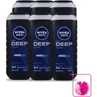 Nivea 6 x Men – Douchegel – Deep Clean – 250 ml - Bulkverpakking - Douchegel - Douchemop - Diepe reiniging