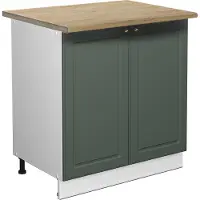 Vicco Keukenonderkast Fame-Line Groen-Goud landelijk/Wit 80 cm goudkleurig eiken werkblad, Model 46922