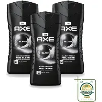 Axe 3 x - 3-in-1 Douchegel - Black - Frozen Pear & Cedarwoord - 12hrs Long Lasting Scent - 250 ml - Wasstrips - Douchegel - Lichaam - Gezicht - Haar - Frisheid