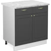 Vicco Keukenonderkast Fame-Line Antraciet-goud 80 cm , WB Marmer, Model 46612
