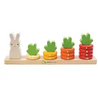 Tender Leaf Toys Tender Leaf Preschool: WORTELEN TELLEN 31,7x5,4x10,5cm, basis met 10 genummerde ringen, konijn & 4 worteltoppen, in hout, in doos 11,1x6x32,5cm, 18m+