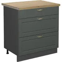 Vicco Keukenonderkast Fame-Line Groen-Goud Landhuis 80 cm met 3 laden, WB Eik, Model 45478