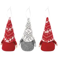 vidaXL Zittende kerstkabouter set 3 st Rood en Grijs 10 x 18 cm