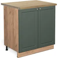 Vicco Keukenonderkast Fame-Line Groen-Goud Landhuis 80 cm met legplank, WB Eik, Model 46445