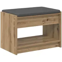 vidaXL Schoenbank met kussen Artisanaal eiken 63 x 38 x 45 cm