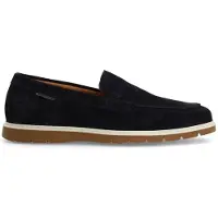 Manfield - Heren - Donkerblauwe suède loafers - Maat 41