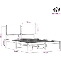 vidaXL Bedframe met gestoffeerd hoofdbord Naturel en lichtgrijs