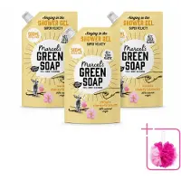 Marcel's Green Soap 3 x - Shower Gel - Navulling - Vanille & Kersenbloesem - Krachtige werking - 500 ml - Bulkverpakking - Douchegel - Douchemop - Natuurlijke douchegel