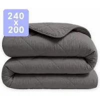 HappyBed Dekbed zonder overtrek 240x200 - Wasbaar Dekbed - Bedrukt dekbed zonder hoes - Hoesloos Dekbed - Lits Jumeaux - Anthracite