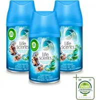 Air Wick 3 x - Luchtverfrisser Navulling - Turquoise Oase - Automatische Spray - 250 ml - Grootverpakking - Vaatwasstrips - Geurverspreiding - Frisse Geur - Tropische Geur - Drijfhout - Zeenevel