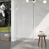 FortiFura Galeria Douchecabine - 100x90x200cm - scharnieren - deurgreep - stabilisatiestang - helder geribbeld - veiligheidsglas - mat wit SW1208822/SW1122562/SW797906/SW797951