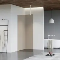 FortiFura Galeria inloopdouche - 40x200cm - rookglas - plafondarm - mat wit SW797934/SW797906/SW804546