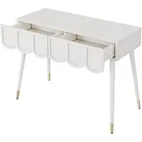 OKWISH Kaptafel En Bureau - 2 Lades In Wolkvorm - Voor Slaapkamer En Thuiswerk - 100x40x76 cm - MDF En Spaanplaat - Wit