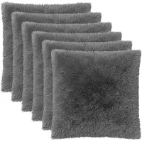 vidaXL Kussensloop 6 st HEERLEN Lichtgrijs 60 x 60 cm PV Fleece