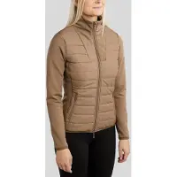 Montar SS26 MoCaroline Hybrid Jas met lasergesneden zijpanelen en Champagne Kristallen Taupe M