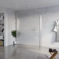 FortiFura Galeria Vrijstaande Inloopdouche - 140x200cm - helder geribbeld - antikalk - 8mm veiligheidsglas - 2 zijwanden 40cm - wandsteunen en hoekprofielen - PVD - geborsteld RVS SW927769